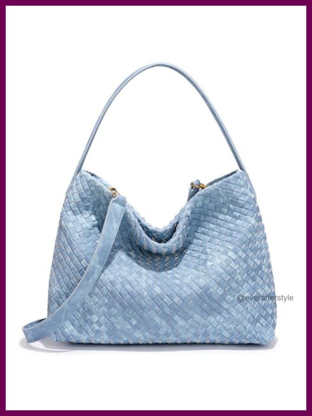 Woven Suede Hobo Bag Slouchy Shoulder Tote with Leather Crossbody Strap